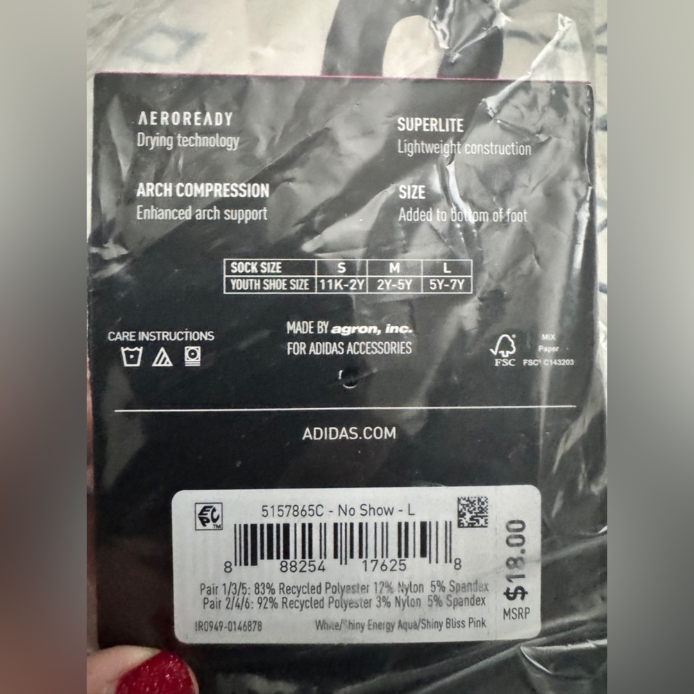 Girls Adidas Socks- 6 pack - Picture 2 of 4